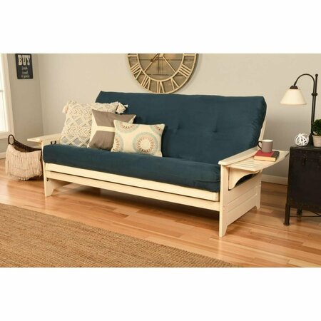 TEMPLETON Phoenix Antique White Futon Frame with Suede Navy Mattress - Full Size TE2597764